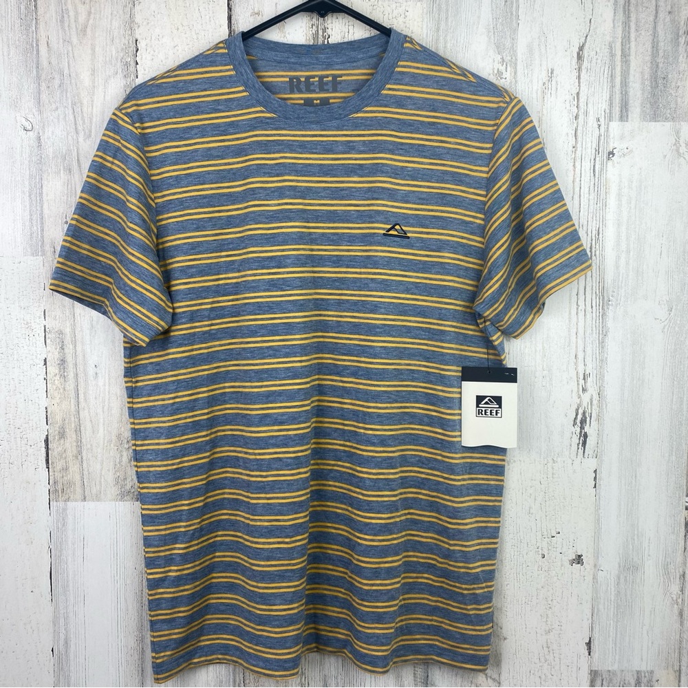 Reef | Gray Yellow Striped Tee Shirt